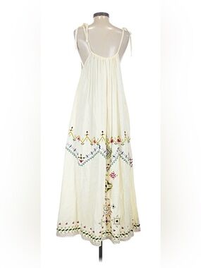 Anthropologie Embroidered Cream Maxi Skirt
